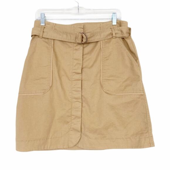 Ann Taylor Loft Tan Khaki Belted Skirt Sz 10P - Picture 1 of 5